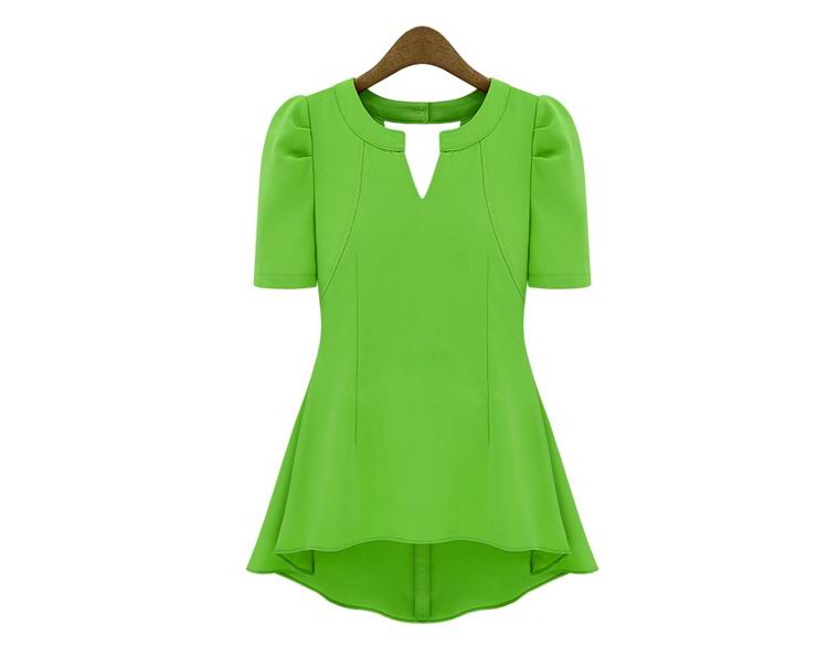 F66633-2  Fashionable Green Peplum Top